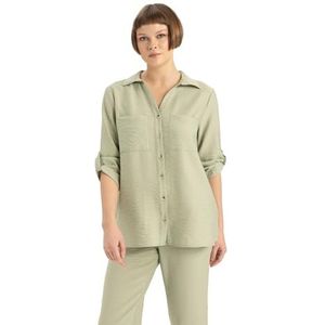 DeFacto Damesshirt - lange mouwen longshirt - comfortabele tops voor dames casual shirt met lange mouwen, munt, S