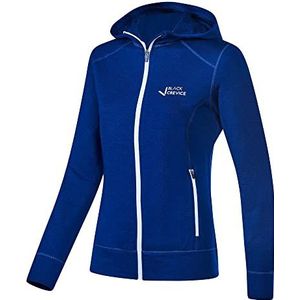 Black Crevice Merino-jas voor dames, hoogwaardige merino-jas, jas voor dames van 70% merinowol en 30% PES, temperatuurregulerende merino-hoodie, merino-trui, mulesingvrij, blauw (steel blue), 42