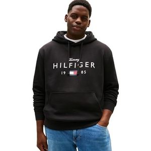 Tommy Hilfiger Heren Bt-brndlove Big Hilfiger Hoody-b Mw0mw42997 Capuchontrui, Zwart (zwart), XXL Plus, zwart (zwart), XXL Grote maten
