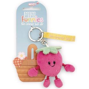NICI Sleutelhanger Aardbei Bin immer bei dir 7cm - rood - trouwe metgezel voor rugzak of tas, sleutelhouder voor klein en groot | 61803
