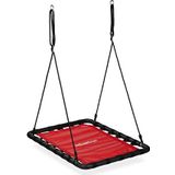 Relaxdays nestschommel, kinderen & volwassenen, tot 100 kg, BxD: 103 x 77 cm, outdoor schotelschommel met frame, rood