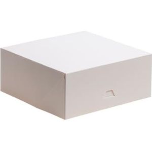 dekora - Taartdozen - Afmetingen 16x16x8 cm - Stevige Bakdozen - Gemakkelijk in Elkaar te Zetten en Herbruikbaar - Milieuvriendelijke Plantaardig Vezelkarton - Pak van 50 Dozen - Witte kleur