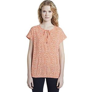 TOM TAILOR Dames Shirt met strik met patroon 1020496, 23206 - Melon Small Leo Design, 34