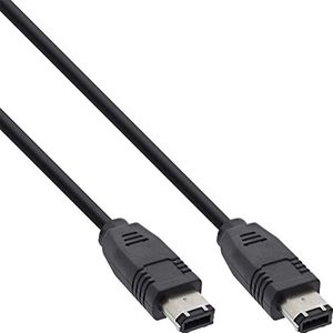 InLine 34001 FireWire kabel, IEEE1394 6-polige stekker/stekker, zwart, 1 m
