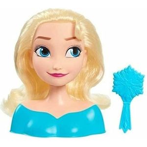 Disney Just Play 87490-JP Frozen Kappershoofd Elsa Mini 14 cm met haarborstel voor stylingplezier, vanaf 3 jaar, zwart