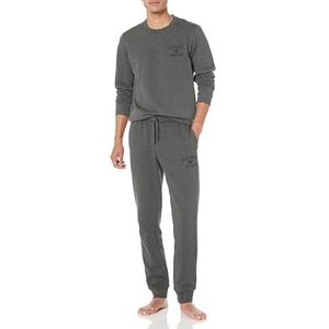 Emporio Armani Heren Men's Iconic Terry Sweater + Broek (2 stuks), zwart gemêleerd grijs, XL