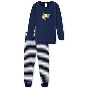 Schiesser Jongens-kinderen, lange pyjama-set van biologisch katoen, blauw, 92 cm