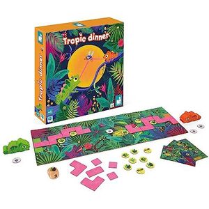 Janod - Tropik Diner - gezelschapsspel voor kinderen - thema dieren - bordspel hout en karton - 2 spelers - FSC-gecertificeerd - vanaf 6 jaar, J02626
