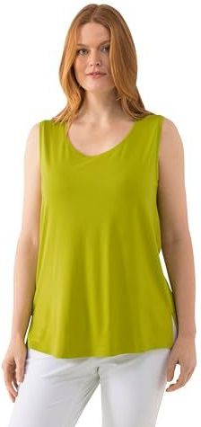 Ulla Popken - Blouseshirt - Donkergroen - Mouwloos - Normale Pasvorm