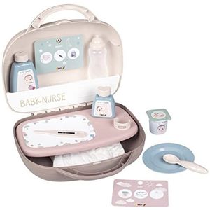 Smoby 220367 - Baby Nurse, Verzorgingskoffer met 12 accessoires, 24x10,7x24 cm, vanaf 3 jaar