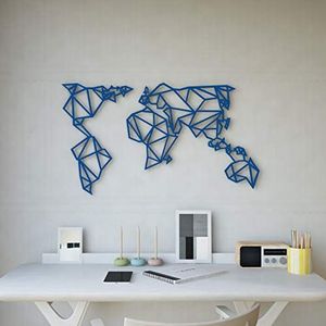 Homemania Wanddecoratie, staal, blauw, 100 x 0,15 x 58 cm