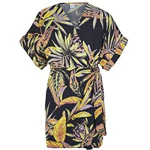 O'NEILL Oliana Wrap Dress vrijetijdsjurk, 39033 Black Tropical Flower, regular voor dames, 39033 Black Tropical Flower, L-XL