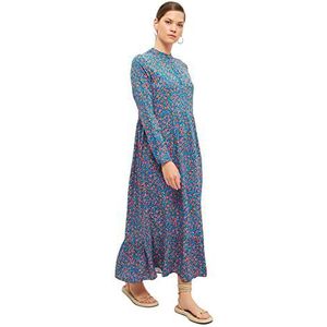 Trendyol Vrouwen bescheiden maxi skater regelmatig geweven bescheiden jurken, Blauw, 34