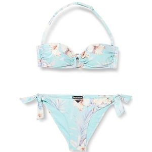Emporio Armani Band & Bow Korte Bikini Set met Bloemenprint, Hibiscus Print/Mint, S