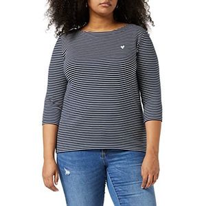 TOM TAILOR Dames Longsleeve met strepen 1024035, 26033 - Navy White Small Stripe, 3XL