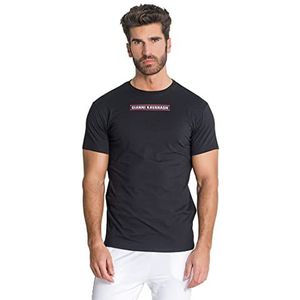 Gianni Kavanagh Black Under Tape Print T-shirt voor heren, Zwart, S