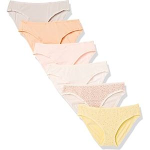 Amazon Essentials Women's Katoenen onderbroek in bikinimodel (verkrijgbaar in grote maten), Pack of 6, Bloemig/Dierenprint/Veelkleurig, 46