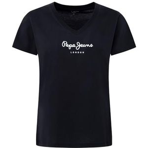 Pepe Jeans Wendys T-shirt met V-hals voor dames, Zwart (zwart), L