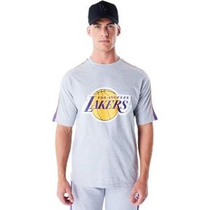 New Era NBA Panel Oversized T-Shirt Los Angeles Lakers Heather Grey True Purple