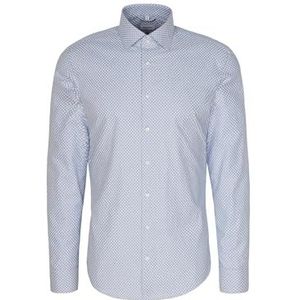 Seidensticker Flanellen overhemd voor heren, regular fit, gemakkelijk te strijken, Kent-kraag, lange mouwen, 100% katoen, blauw, 39