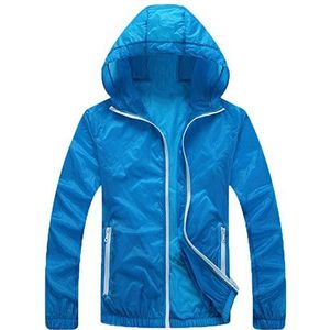 Mochoose Superlichte outdoor hoodie voor dames, sneldrogend, windbreaker, ademend, uv-bescherming, beschermt de jas, blauw, L