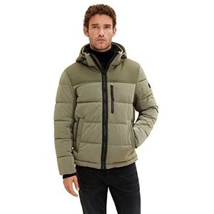 TOM TAILOR Uomini Puffer jas met capuchon 1033545, 10415 - Dusty Olive Green, XL