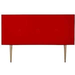Duérmete Online Hoofdbord Premium gewatteerd, model Milan, overtrek van hoogwaardig kunstleer, hout, rood, 145 x 60 cm met voeten (bed 135/140)