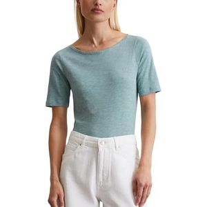 Marc OPolo dames T-shirt van biologisch katoen met boothals, Pure Teal, S