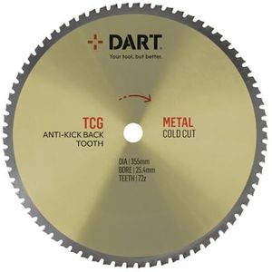 DART PMC Metaalzaagblad 355Dmm x 25.4B x 72Z - Schijfsnijhulpstukken voor metaal afgesneden zaag - industriële metalen TCT zaagblad - metalen snijder elektrisch gereedschap