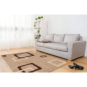 One Couture Shaggy tapijt modern doos doos design beige bruin 160x230cm, MD2-3035