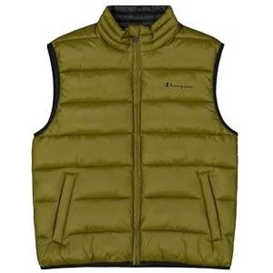 Champion Legacy Outdoor (220343) - WR Light Nylon Cirè 35 gr Tonal Script Logo High-neck Vest gevoerd, olijfgroen (GNUM/NBK), XS Heren FW24, Olijfgroen (GNUM/NBK), XS