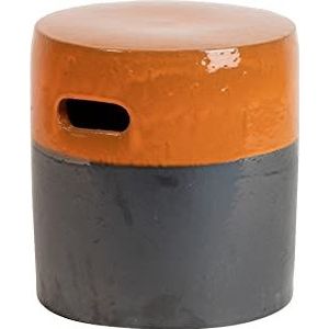 Bijzettafel/kruk, grijs, oranje, 38 x 38 x 42 cm