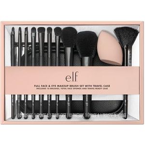 e.l.f. Full Face & Eye Makeup Brush Set, 11 make-upborsteltjes voor foundation tot bronzer, oogschaduw en meer, veganistisch en dierproefvrij
