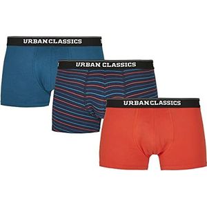 Urban Classics Herenonderbroek, boxershort, 3 stuks, ondergoed voor mannen in vele kleuren, maten S - 5XL, Mini Stripe Aop+Boxteal+Boxora, M