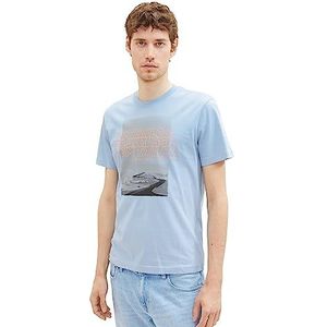 TOM TAILOR Heren T-shirt met foto-print, 26320 - Stonington Blauw, M