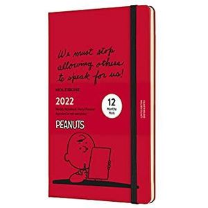 Moleskine Peanuts Weekkalender, 12 maanden, weekplanner 2022, in gelimiteerde speciale editie Charlie Brown, vaste omslag, formaat 13 x 21 cm, 144 pagina's