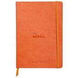 Rhodia 117754C Notitieboek Goalbook (DIN A5, 14,8 x 21 cm, dot, praktisch en trendy, met zacht deksel, 90 g, ivoorkleurig papier, 120 vellen, elastiek, bladwijzer), 1 stuk, Tangerine