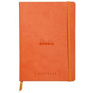 Rhodia 117754C Notitieboek Goalbook (DIN A5, 14,8 x 21 cm, dot, praktisch en trendy, met zacht deksel, 90 g, ivoorkleurig papier, 120 vellen, elastiek, bladwijzer), 1 stuk, Tangerine