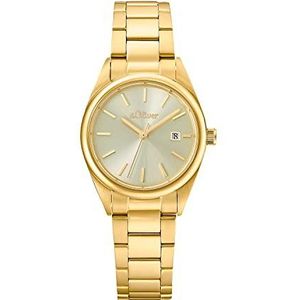 s.Oliver Armbanduhr Damen Quarzuhr Analog, mit Edelstahl Armband, Gold, 3 bar Wasserdicht, Kommt in Uhren Geschenk Box, 2033532