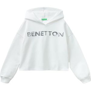 United Colors of Benetton Sweatshirt met capuchon voor meisjes en meisjes, crèmewit 074, 150