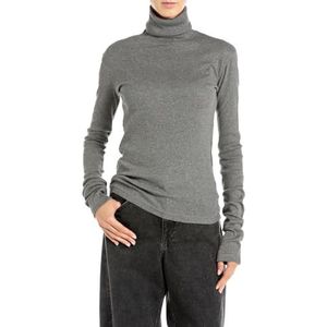 REPLAY - M23 - T-shirt - Donkergrijs gemêleerd - Lange Mouwen - Col Rol
