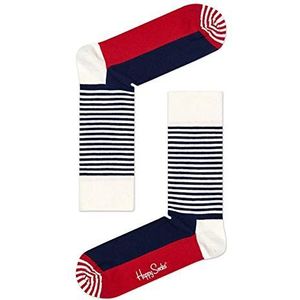 Happy Socks Halfgestreepte sokken voor dames, ondoorzichtig, Half Streep Rood/Wit, 41/45 EU