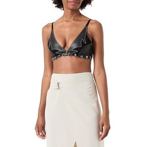 Pinko Gun top van leer en suède met metalen versieringen voor dames, Z99_Zwart Sedan, XXS