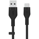 Belkin BoostCharge Flex siliconen USB Type C/A-kabel, USB-IF-gecertificeerde USB-C-laadkabel voor iPhone 15, Plus, Pro, Pro Max, Samsung Galaxy S24, Pixel, iPad, Nintendo Switch en meer, 3 m, zwart