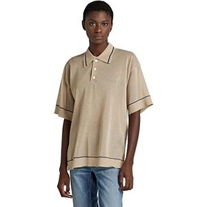 G-STAR RAW Oversized Polo Ss Knit Sweater voor dames, beige/kaki (Westpoint kaki D140-c531), M