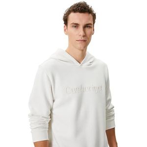 Koton Heren Atatürk bedrukte hoodie met lange mouwen, ecru(010), S