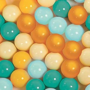 Ludi - Set van 60 ballen – wit, hemelsblauw, turquoise en goud – speelballen om te gooien, te rollen en voor het ballenbad – 7 cm, zachte kunststof tegen knijpen, vanaf 6 maanden