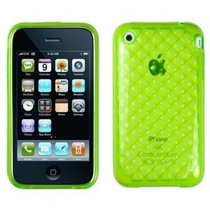 Logotrans Cubic Series siliconen cover groen en displaybeschermfolie voor Apple iPhone 3G / 3Gs