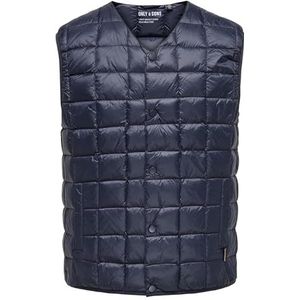 ONLY & SONS Heren ONSGAVIN Light Down Vest OTW vest, Parijse Night, L, Parijse Night, L