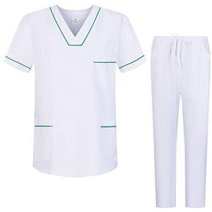 Misemiya - Uniformenset, uniseks, blouse, medisch uniform met bovendeel en broek, Ref.6601-6602, Groen 22, XXL